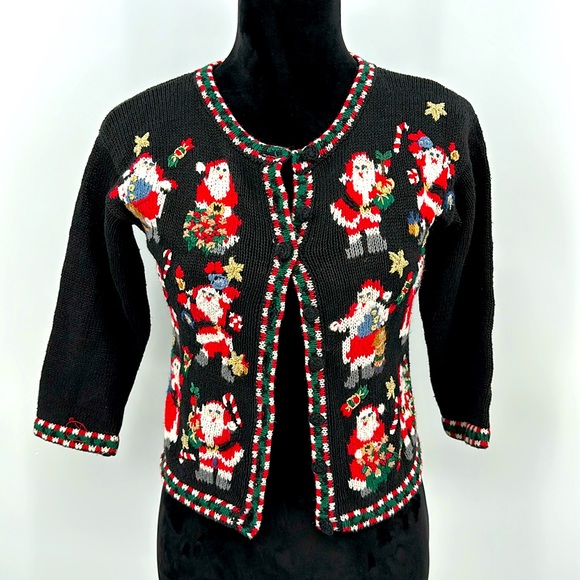 Heirloom Collectibles Vintage Christmas sweater size 6 small Santa knit design - Picture 1 of 6